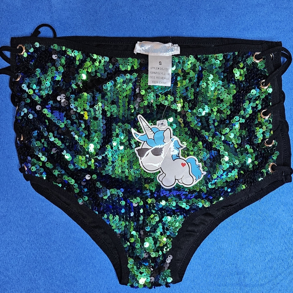 iHeartRaves Side Lace Up Sequin Booty Short S